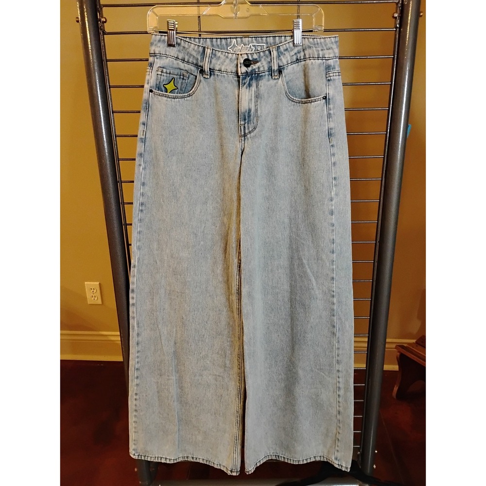 A-Lab Light Wash Wide Leg Baggy Denim Jeans Y2K Streetwear Mens 31x31